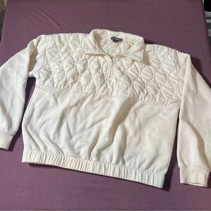 1/4 Zip Quilted Pullover Sweatshirt Off White - Kids Size 11-12